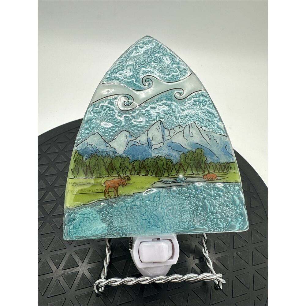 Artisan Made Glass Night Light Mountain River Ecuador